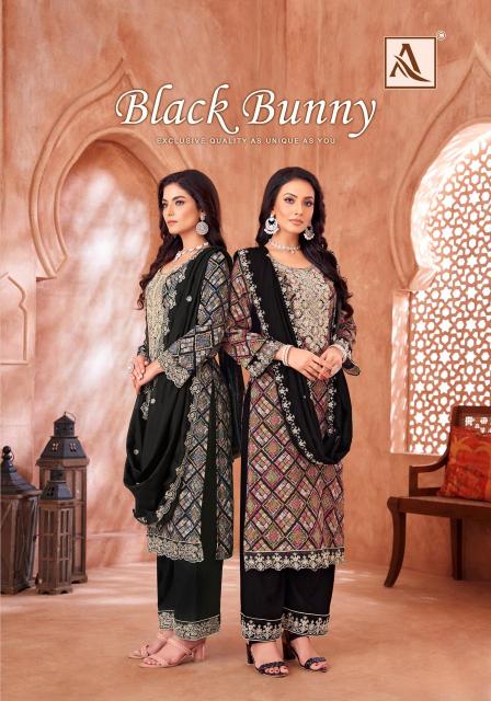 alok suits black bunny viscose rayon discharge print pakistani 3pcs dress