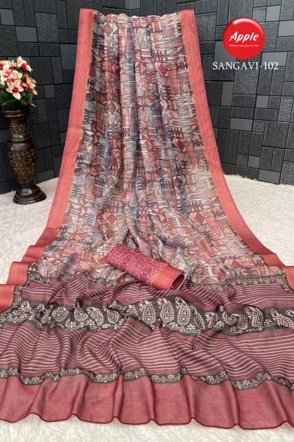 apple launch sangavi vol 1 rainbow khatav Jari printed saree 