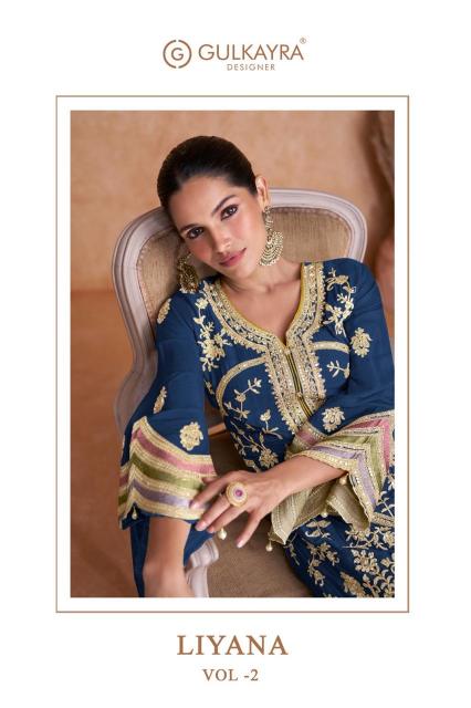 gulkayra designer liyana vol 2 embroidery chinon readymade trendy suits