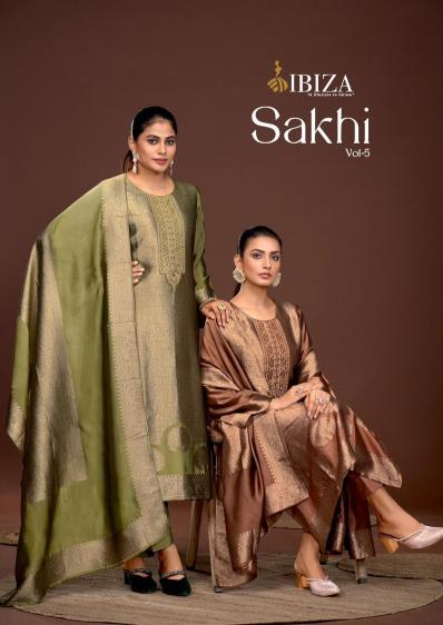ibiza sakhi vol 5 banglory silk jacquard embroidery unstitch salwar kameez 