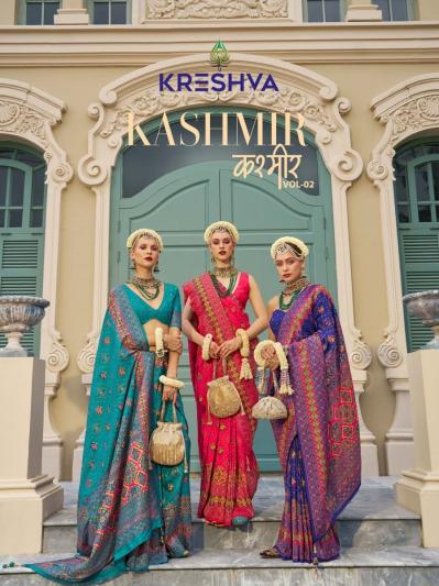 kashmir vol 2 by kreshva banarasi silk occasion wear saree wholesaler 
