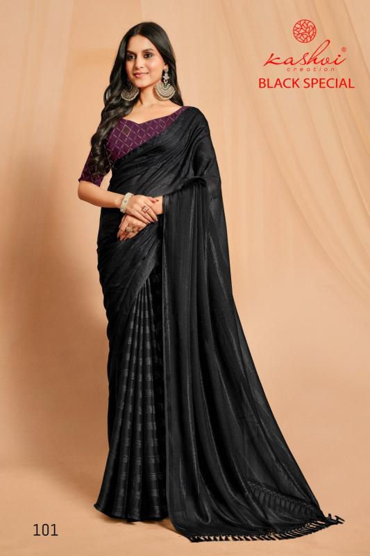kashvi creation launch black special rimzim latest bold and beautiful saree 