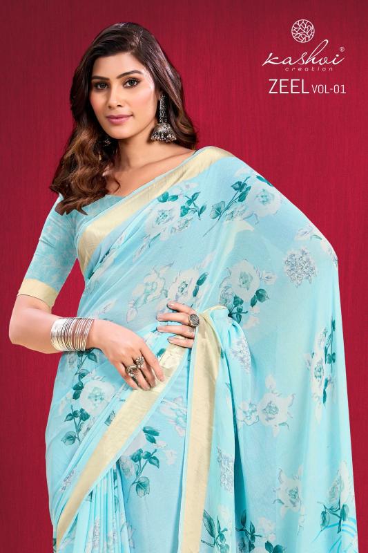 kashvi creation zeel vol 1 dull moss stylish look saree wholesaler 