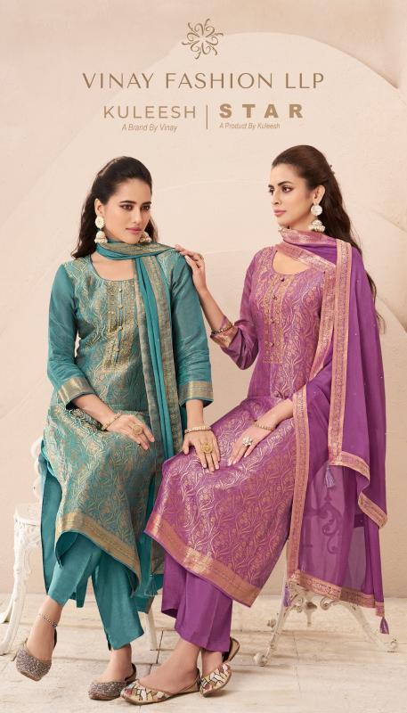 kuleesh vinay star simmer jacquard fashionable design unstitch suits 