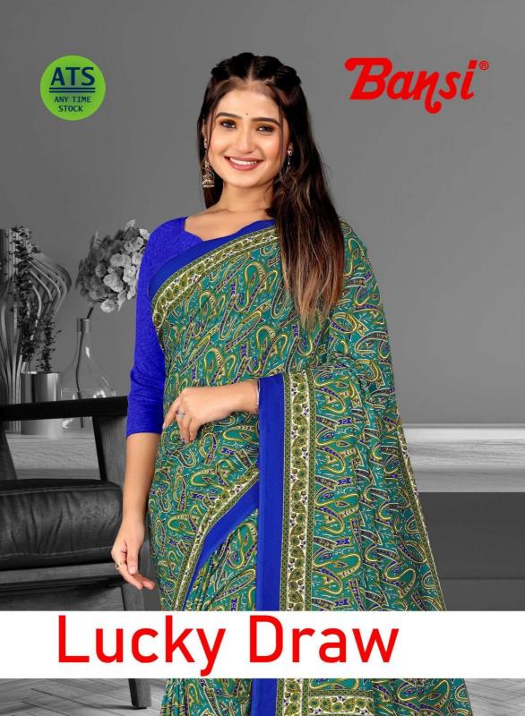 lucky draw by bansi leon satin fashionable saree wholesaler 