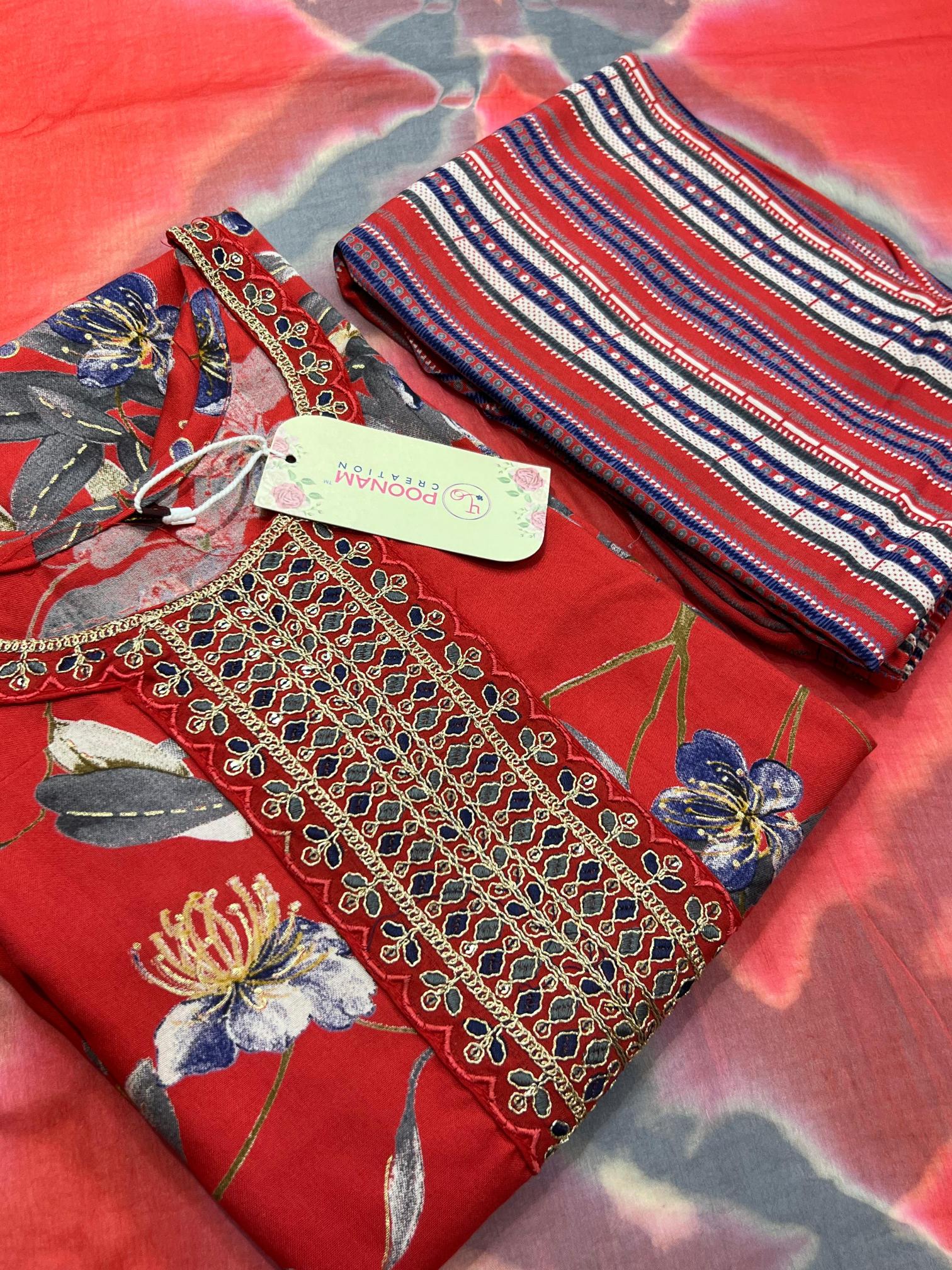 poonam creation shanaya rayon fully stitch casual 3pcs dress