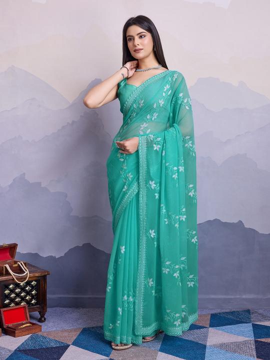 pr canberry vol 4 simmer chiffon new trendy design saree with blouse 