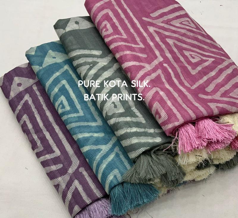 pr kc 077  light weight pure kota silk block batik prints saree