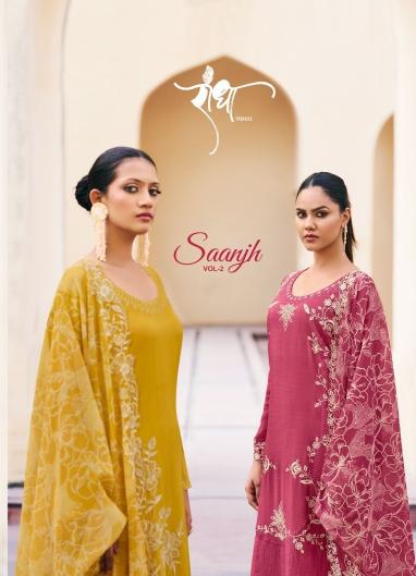 radha trendz saanjh vol 2 chinon embraided unstitch salwar suit  