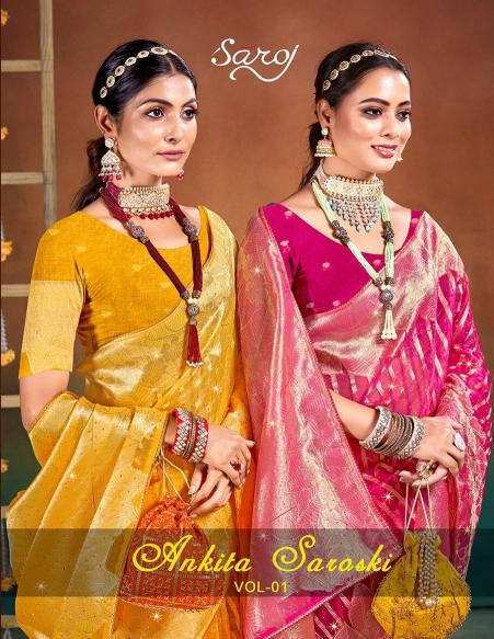 Saroj Ankita Swarovski Vol.1 organza silk saree