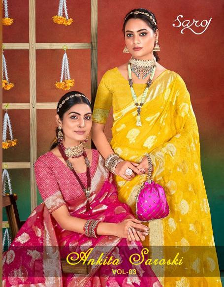 Saroj Ankita Swarovski Vol.3 organza silk sare