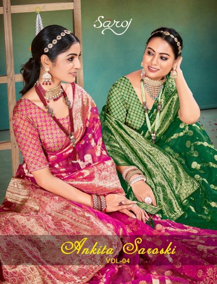 Saroj Ankita Swarovski Vol.4 organza silk sare