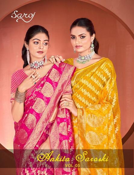 Saroj Ankita Swarovski Vol.5 organza silk saree