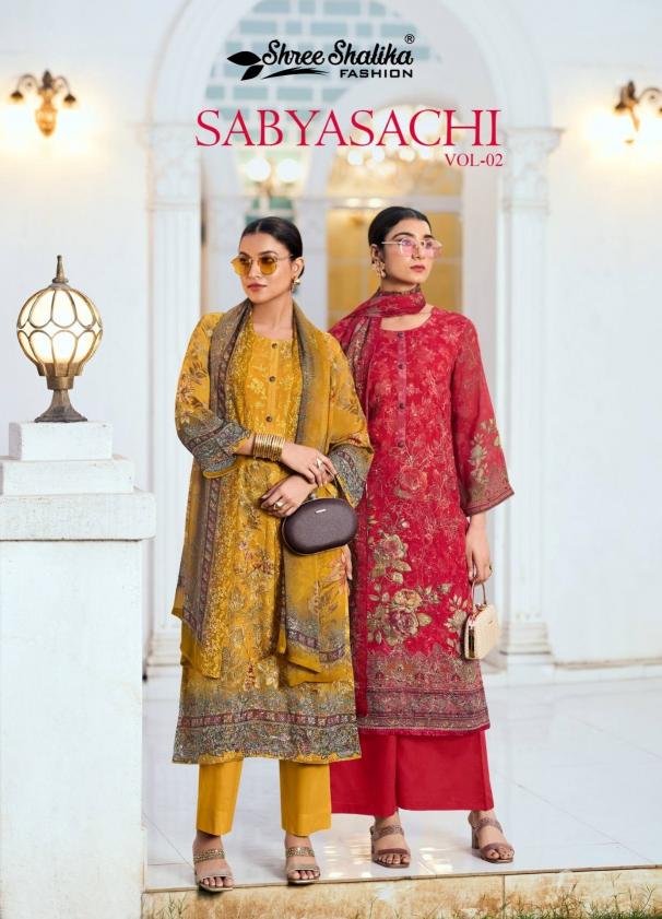 shree shalika sabyasachi vol 2 georgette printed design multi sequence salwar suits 