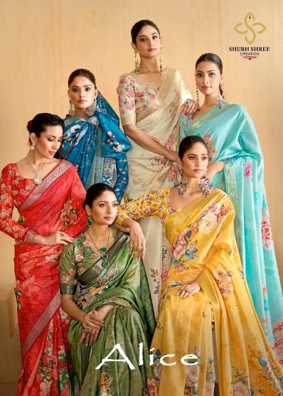 shubh shree creation alice velvet tusser silk zari border indian women saree 