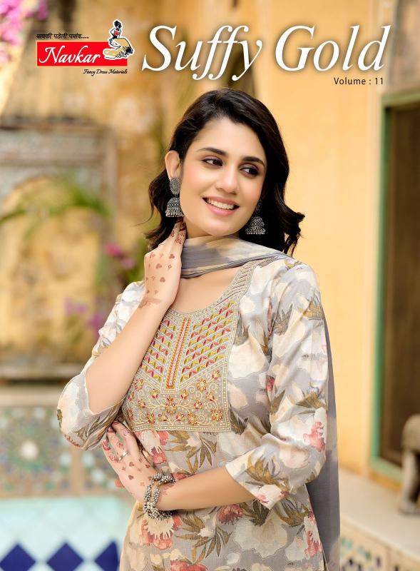 suffy gold vol 11 by navkar readymade foil print rayon ladies suits