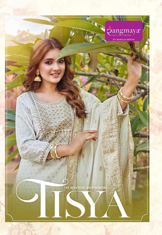 tisya by rangmaya stylish look fullstitch chanderi 3pcs dress