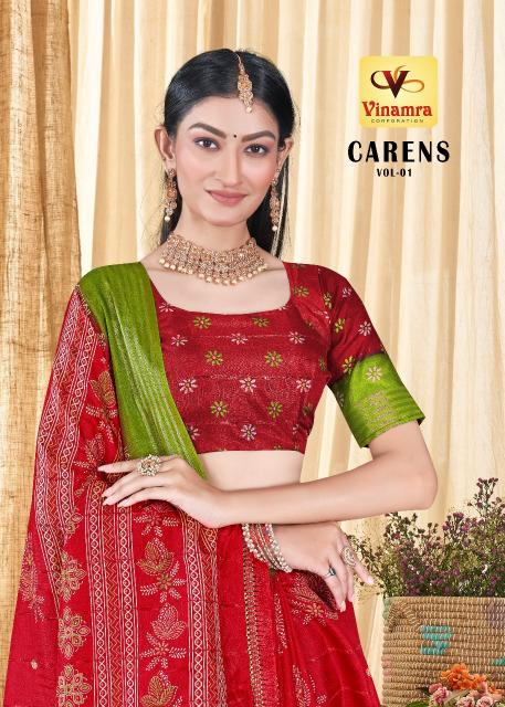 vinamra present carens fancy zari cotton casual wear sarees 