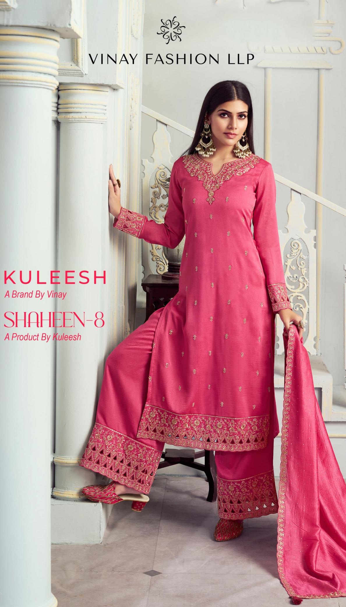 vinay kuleesh present shaheen vol 8 readymade big size silk georgette salwar suits 