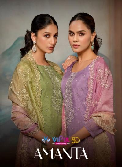 vipul fashion amanta embroidery organza stylish ladies suits online