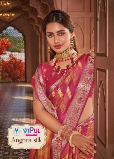 vipul fashion launch angora silk 87201-87208 party wear saree online 