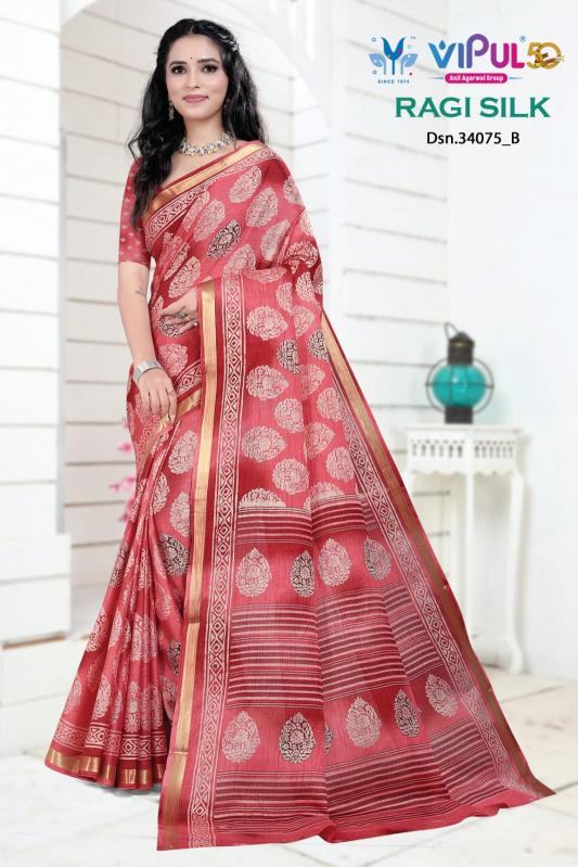 vipul presents ragi silk 34075 series stylish look saree supplier 
