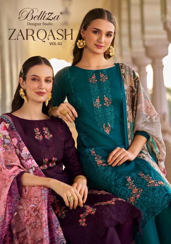 belliza designer zarqash vol 2 traditional wear jam print salwar suit for womens 