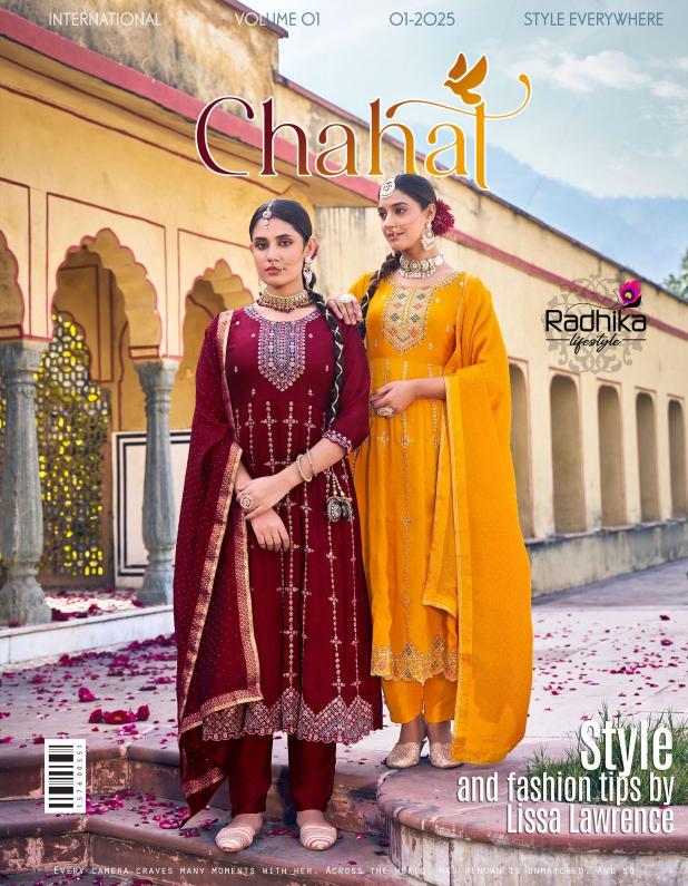 chahat vol 1 by radhika lifestyle vichitra silk readymade luxurious big size 3pcs dress 