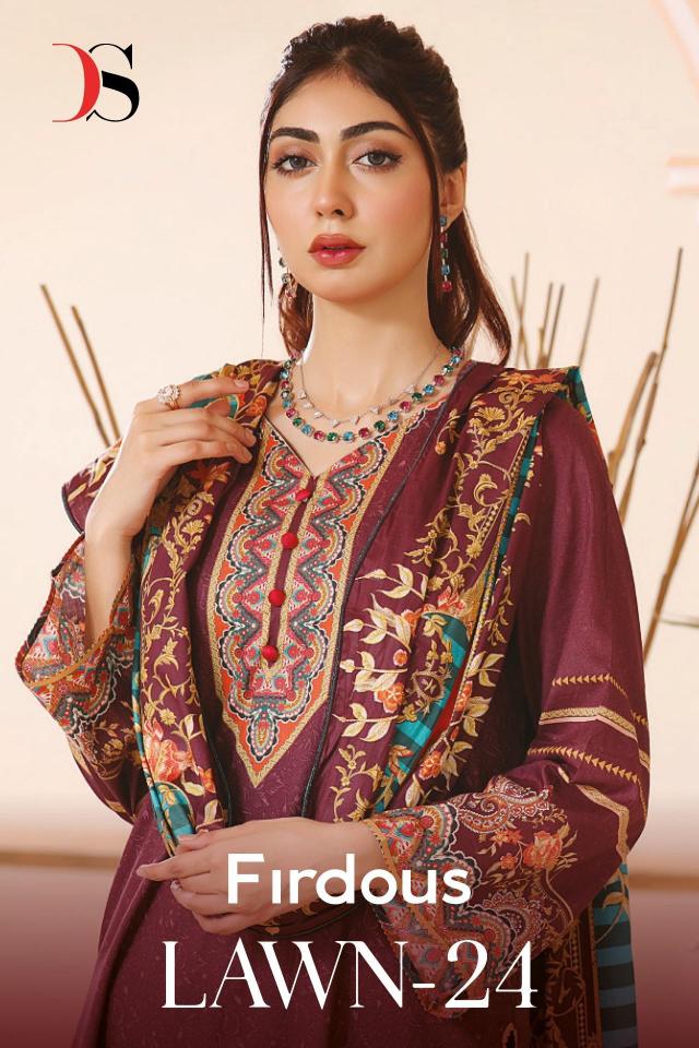 firdous lawn 24 by deepsy suits solid design cotton pakistani dress material 