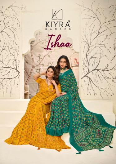 ishaa vol 1 by kiyra 1001-1006 dull moss attractive look sarees exports 