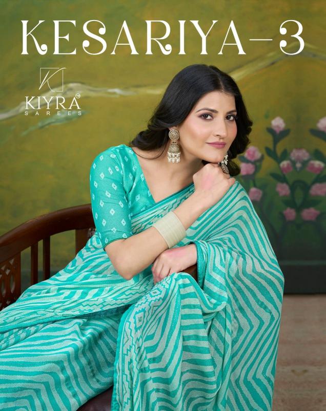 kesariya vol 3 by kiyra dull moss summer beauty saree wholesaler 
