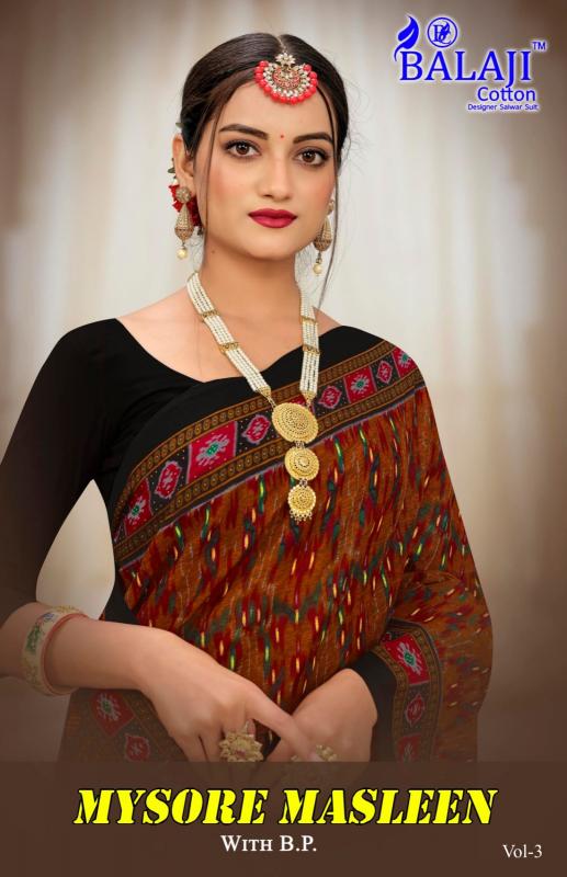 mysore masleen vol 3 by balaj cotton regular wear fancy saree wholesaler 