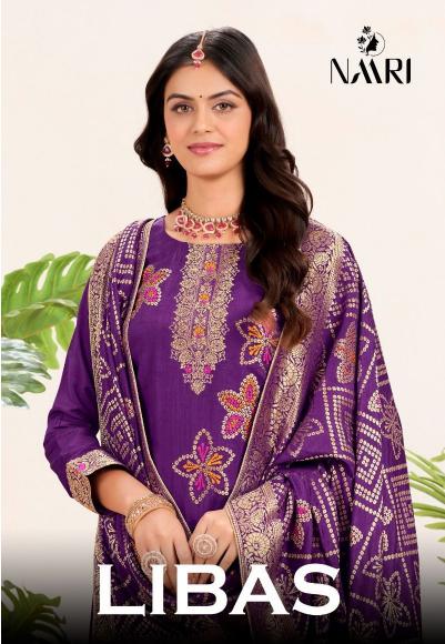 naari presents libas vol 1 muslin mina jacquard traditional wear dress material supplier 