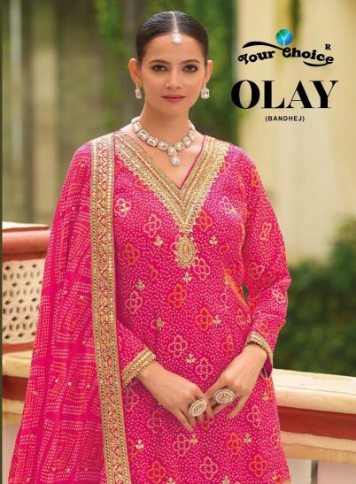 olay by your choice bandhej chinon full stitch traditional sharara suit online 