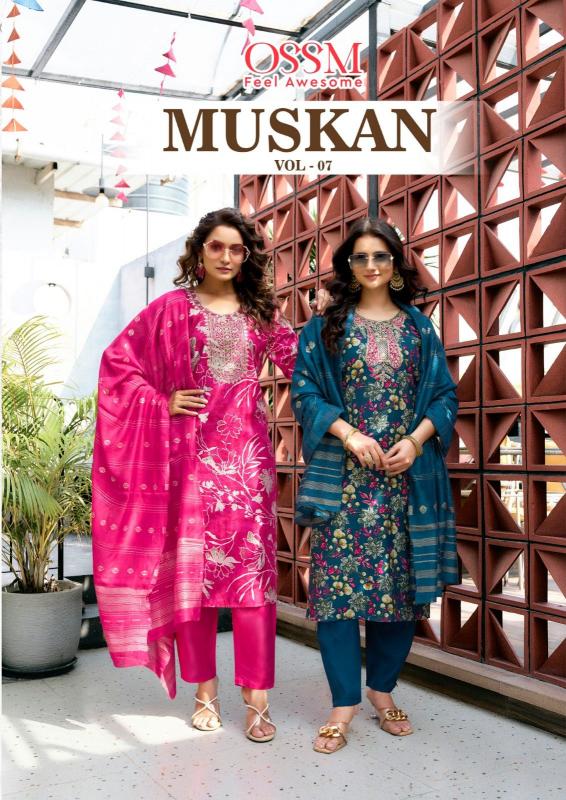 ossm muskan vol 7 vatican silk readymade attractive look 3pcs dress for ladies 