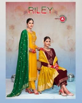 riley vol 1 by triple a cotton elegant style unstitch salwar suit set exports 