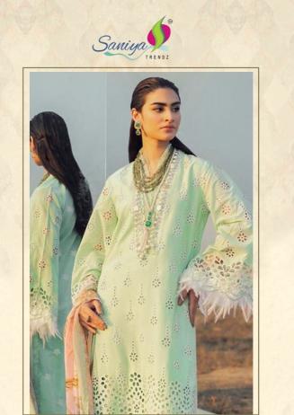 saniya trendz adan libas chikankari vol 30 cotton unstitch 3pcs pakistani dress