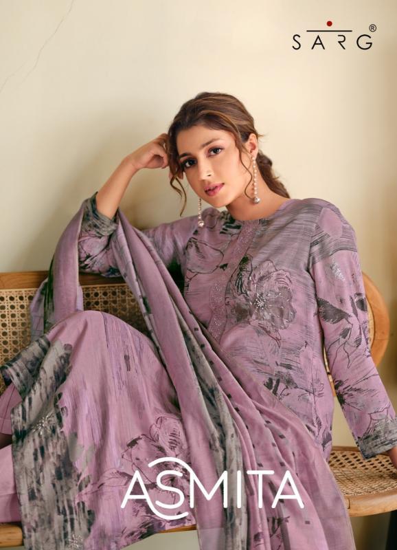 sarg presents asmita muslin silk popular design unstitch ladies suit 