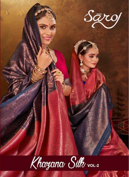 Saroj Khazana silk vol.2 Soft silk contrast rich pallu saree