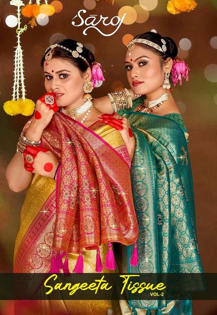 Saroj Sangeeta tissue swarovski vol.2 Tissue silk saree