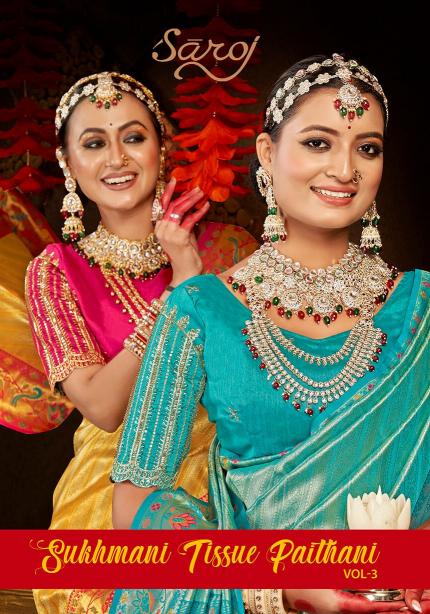 Saroj Sukhmani tissue paithani vol.3 tissue silk saree