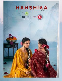 triple a presents hanshika vol 2 popular design unstitch 3pcs suit for womens