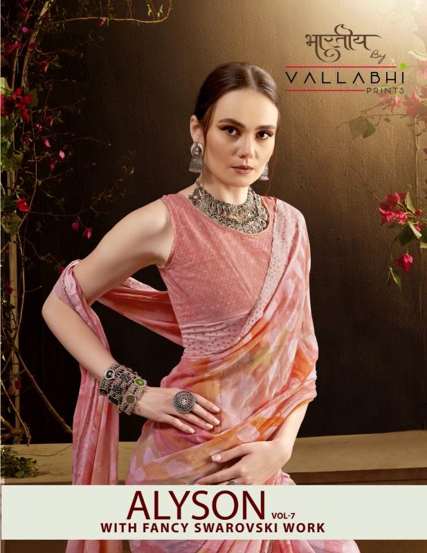 vallabhi prints presents alyson vol 7 chiffon colour addition saree exports 