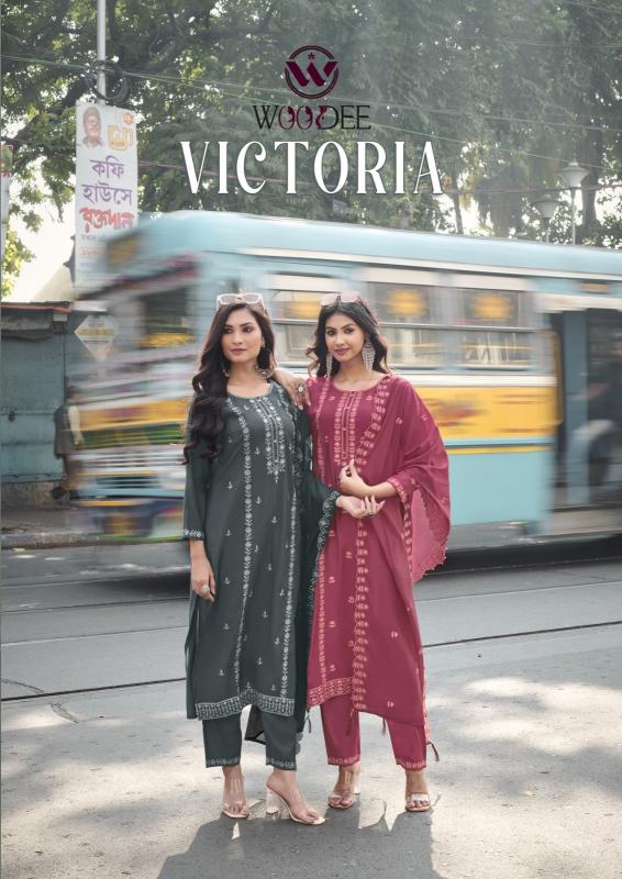 woodee victoria fully stitch viscose roman silk modern salwar suit set 