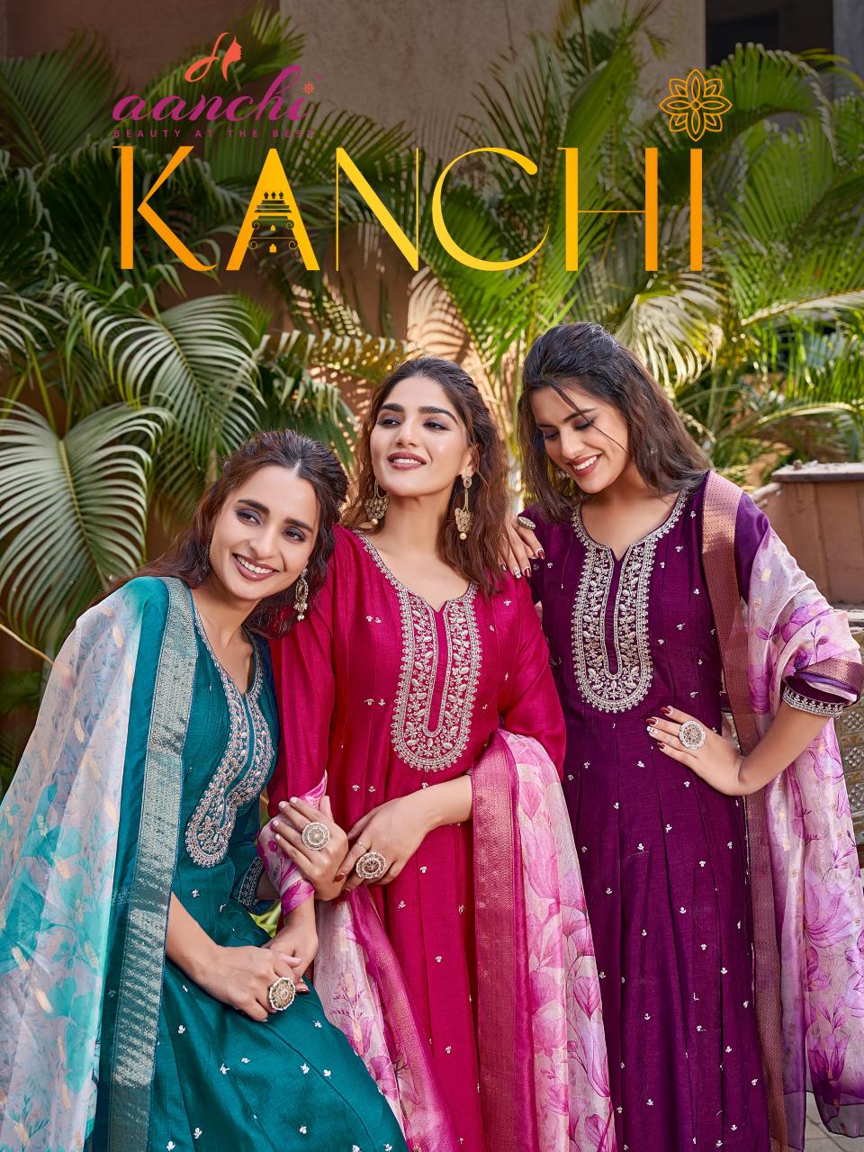 aanchi launch kanchi fully stitch vichitra silk daily wear 3pcs suits 