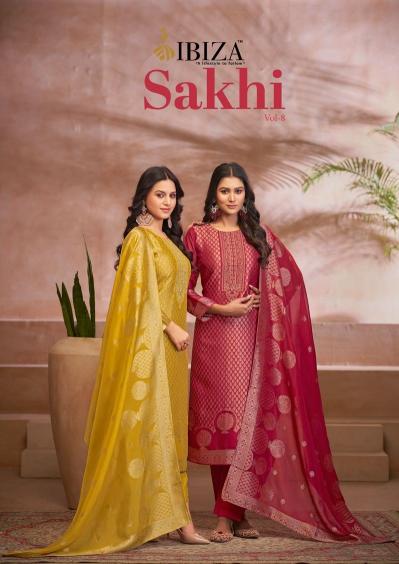 ibiza sakhi vol 8 banglory silk jacquard casual dress material online 