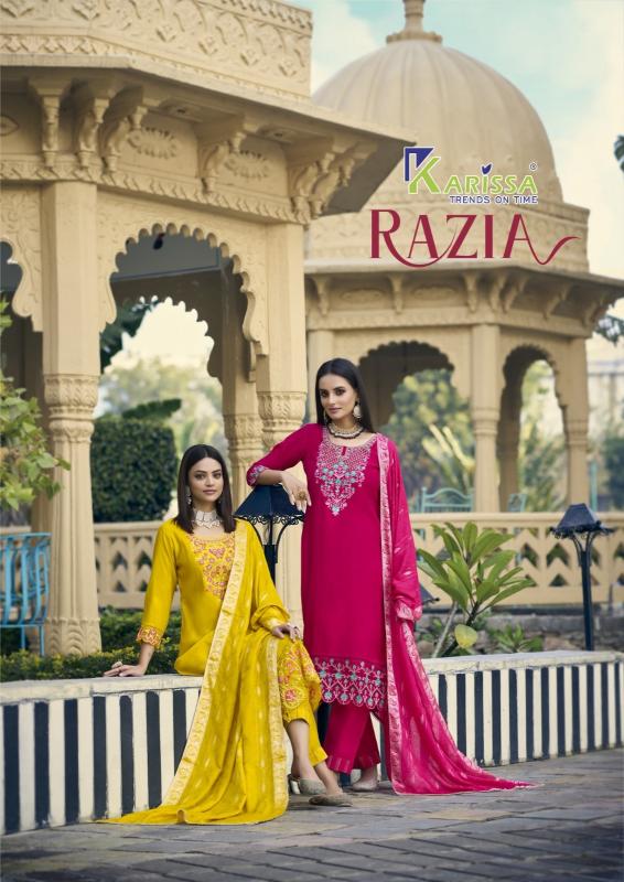 karissa razia readymade viscose silk fashionable 3pcs suit for ladies 