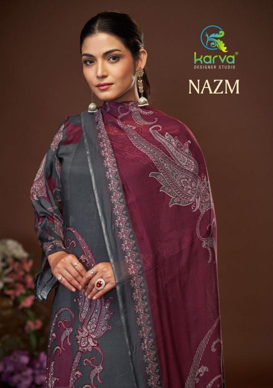nazm by karva desiner studio viscose muslin elegance suit for ladies 