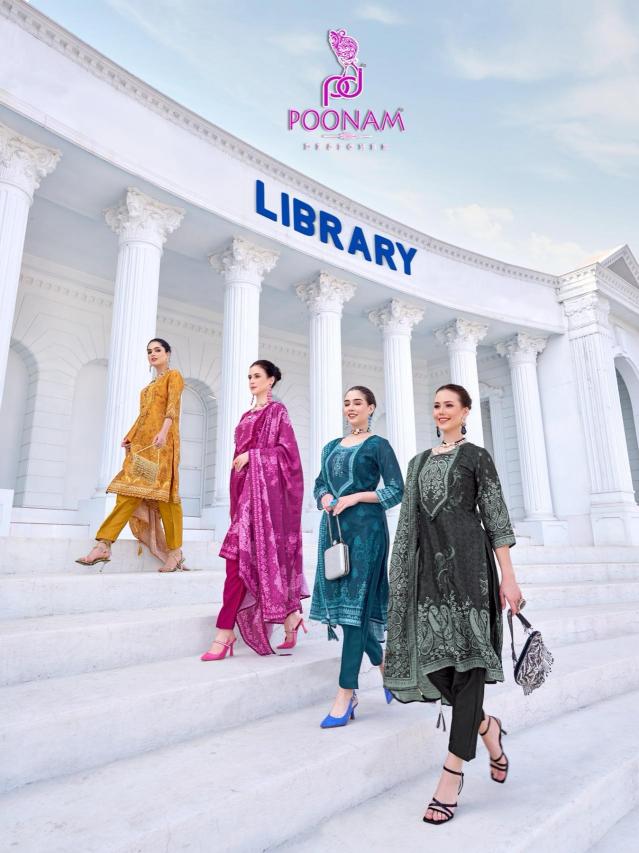 poonam designer library exclusive fancy stitched dresses exports 