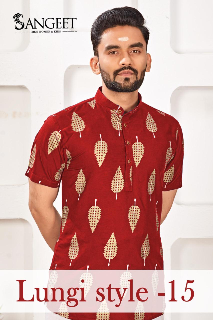 pr lungi style vol 15 readymade big size rayon gold print mens kurta supplier 